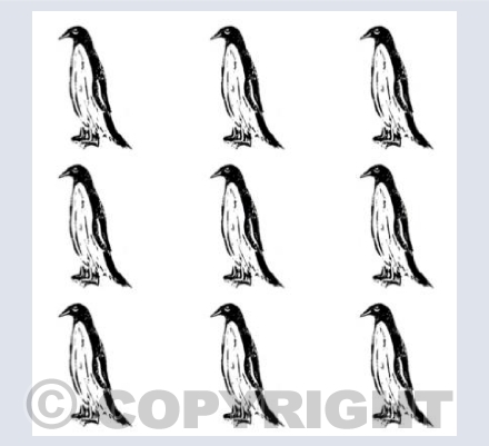 Nine Penguins Linocut