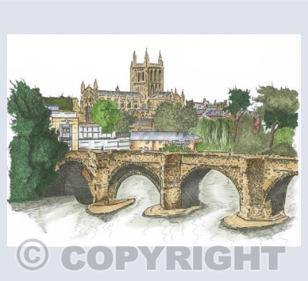 River Wye Bridge-Hereford (in colour)