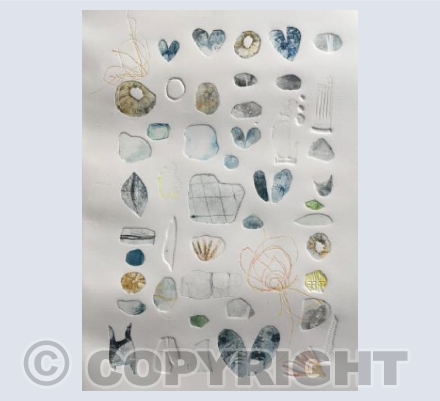 shells, pebbles and plastics 