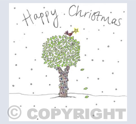 Happy Christmas colourful tree scene 