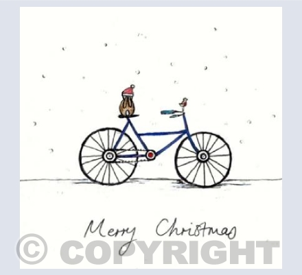 Christmas bunny on a bike 