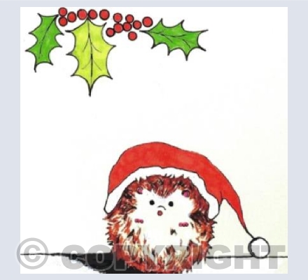 Cute hedgehog in a Christmas hat 