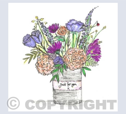 Purple tin can posy