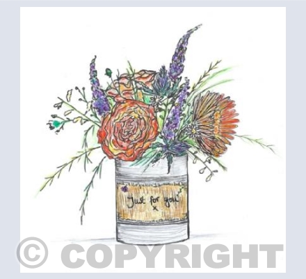 Orange tin can posy just for you 