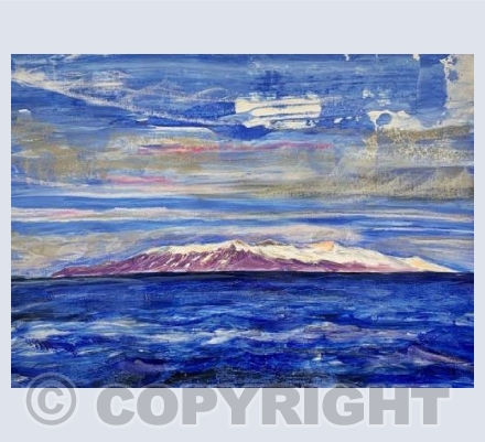 The mountain with pink hues
