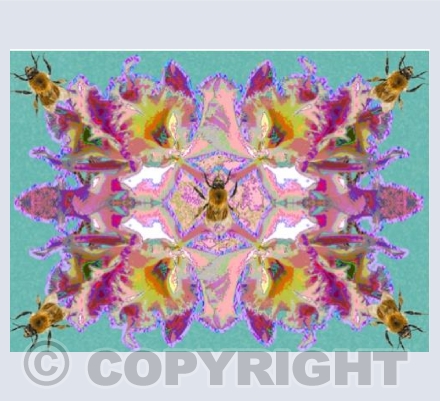 Rococo-Like Floral Motif, with Honey Bees