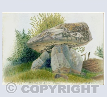 Cerrig Coetan, Portal Tomb, Newport. Pembrokeshire. Coloured Pencil Drawing.