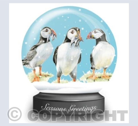 Puffins Snow Globe