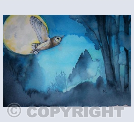 Barn Owl and Harvest Moon