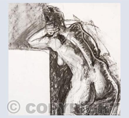 Leaning Figure (Charcoal on Paper) by Sue Larner
