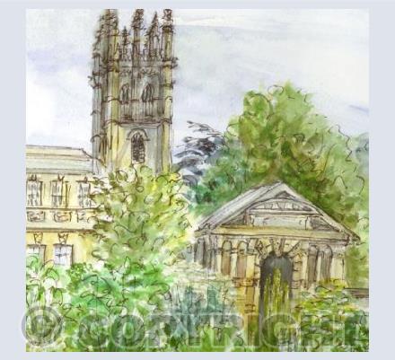 Oxford Botanic Garden and Magdalen Tower card