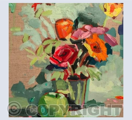 Flowers and Apple