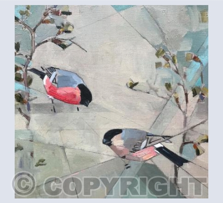 Bullfinches in hawthorne square card