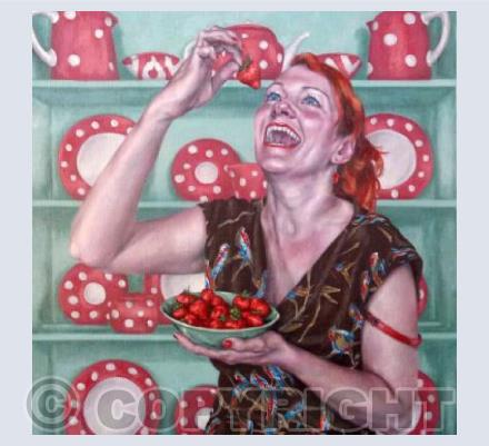 Laughing While Eating Strawberries