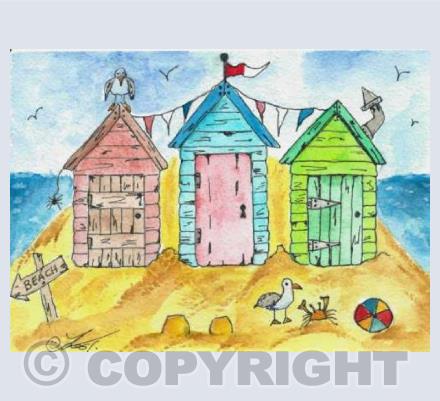 beach hut  to the beach