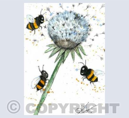 3 bees & dandelion