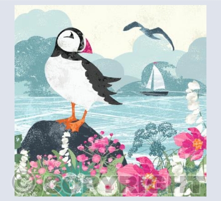 The Puffin & The Yacht (square card)