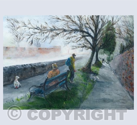 Dog walking by the Moat