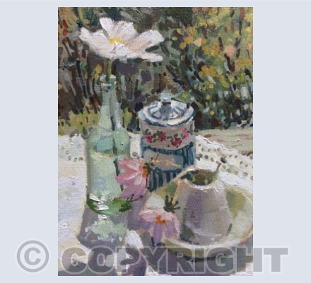 White Cosmos and Dahlia