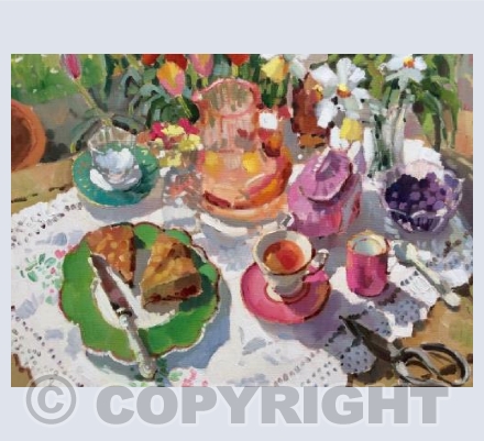 Rhubarb Cake and Tea