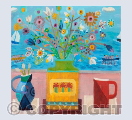 Summer Flowers in a Yellow Jug