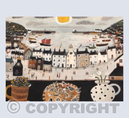 Starry Gazy Pie with Mousehole Harbour