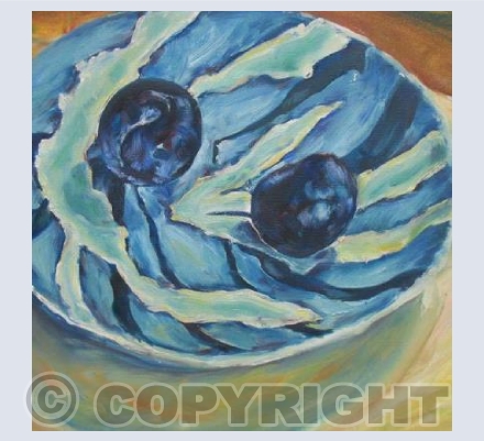 Black Plums on Plate