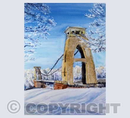 Suspension Bridge in snow
