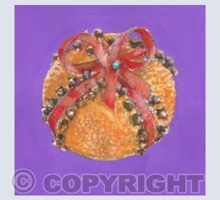 Pomander (on purple)