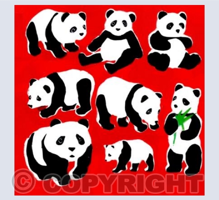 Pandas (on red)