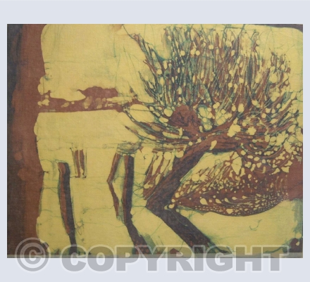 Batik, dye and wax on cloth